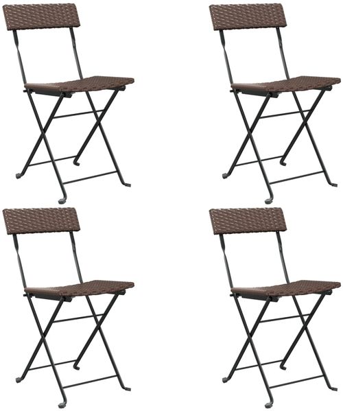 vidaXL Bistrostühle 4 Stk. Klappbar Braun Poly Rattan und Stahl 3152115 Bild 2