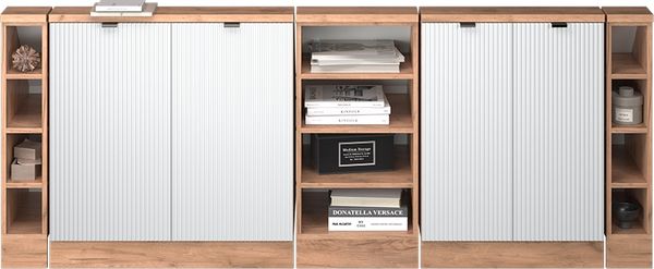 Küchenschrank für Dachschrägen R-Line Weiß Riffel 210 cm 5er Set Vicco Bild 5