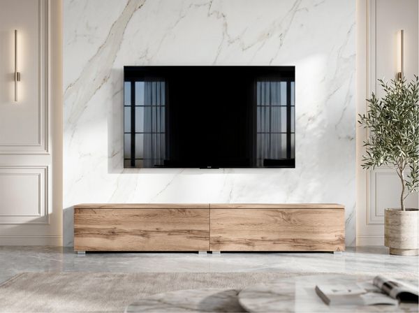 AX LIVING Barvo 2x100 cm TV Kommode Lowboard Braun Eiche Wotan Stehend