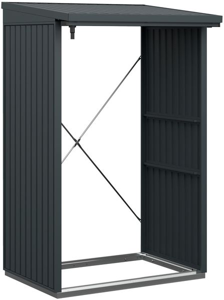 Hörmann Ecostar Metall Kaminholzregal Trend Typ 1, 123 x 103 cm, anthrazit, 123 x 103 x 198 cm (T x B x H)