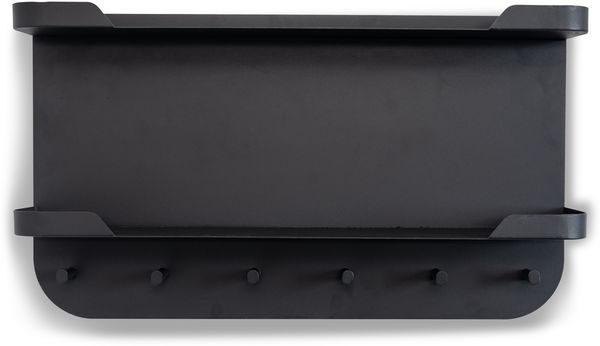 Garderobenleiste >Jil 2< 6 Haken, 2 Böden, anthrazit, Metall - 70x40x12cm (BxHxT)