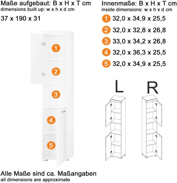Badmöbel Set Amanda Hochglanz grau inkl. LED-Beleuchtung Badkombination 5-teilig, ohne Waschbecken Bild 10