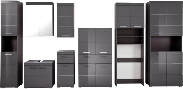 Badmöbel Set Amanda Hochglanz grau inkl. LED-Beleuchtung Badkombination 5-teilig, ohne Waschbecken Bild 14