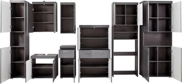 Badmöbel Set Amanda Hochglanz grau inkl. LED-Beleuchtung Badkombination 5-teilig, ohne Waschbecken Bild 15