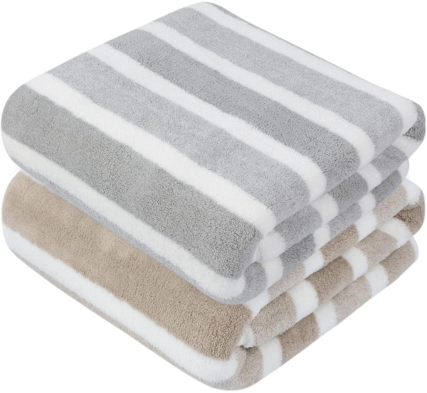 Badetuch Mikrofaser XXL 76cmx152cm 2er Pack gestreift schnelltrocknend