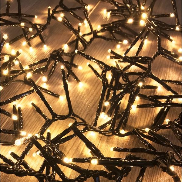 Mojawo Lichtervorhang 384er Cracker Lichterkette LEDs Innen und Außen warmweiß