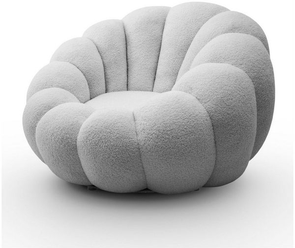 yourhouse24 Drehsessel ORIA inkl. Hocker, Bouclé Lounge Sessel, Teddy-Stoff (Set, 2-St, Relaxsessel mit Hocker), 360° drehbar, Low-Seating