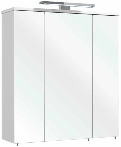 Spiegelschrank 09-IV / Gela IV, Holzwerkstoff, Metall, Weiß, Verspiegelt, 65 x 72 x 20 cm