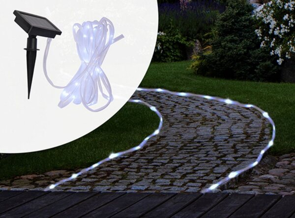 LED Solar Lichterschlauch - 50 warmweiße LED - inkl. Erdspieß - Außenbereich - L: 5m