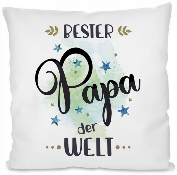 Herzbotschaft Dekokissen Kissen mit einseitigem Motiv Bester Papa der Welt, Kissenhülle mit Füllung