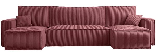 Selsey 'Scarlo U' U-Form-Sofa mit Schlaffunktion, Cordbezug in Dunkelrosa, 83 x 244 x 145 cm Bild 6