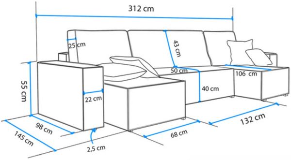 Selsey 'Scarlo U' U-Form-Sofa mit Schlaffunktion, Cordbezug in Dunkelrosa, 83 x 244 x 145 cm Bild 5