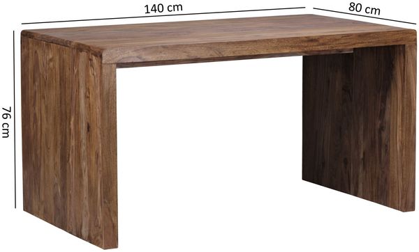 Wohnling 'Boha' Schreibtisch, Sheesham Massivholz natur, 140 x 80 x 76 cm Bild 7