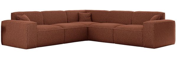 Ecksofa Designersofa CELES PREMIUM in Stoff Sven Rostbraun Seite Universal