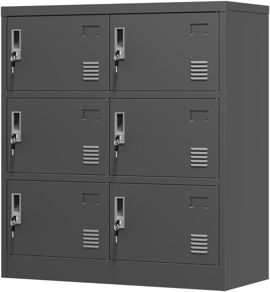 Kommode 90x40x100 cm, 6-türiger Metallschrank in Schwarz mit Einzelschlössern und Kartenfächern Bild 8