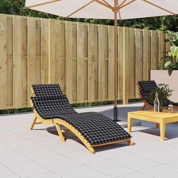 vidaXL Sonnenliegen-Auflage Schwarz Karomuster Oxford-Gewebe 361356