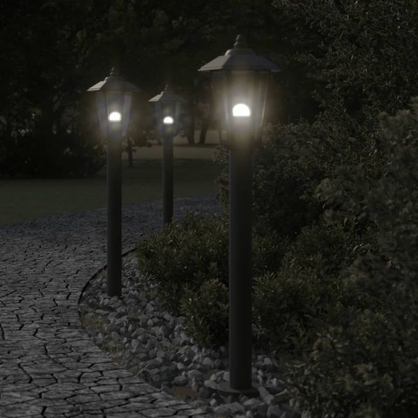 vidaXL Wegeleuchten 3 Stk. Schwarz 80 cm Edelstahl 4006386
