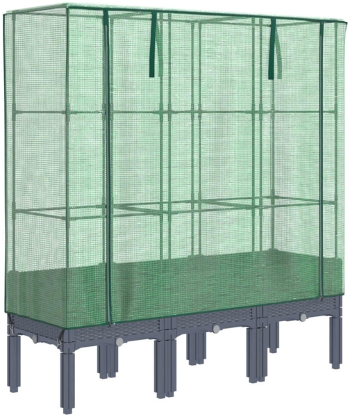 vidaXL Hochbeet mit Gewächshaus-Aufsatz Rattan-Optik 120x40x140 cm 4015834