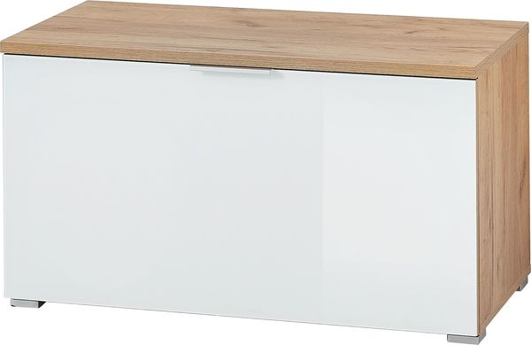 Schuhbank Turin / GW-TELDE, Glas, Holzwerkstoff, Weiß, Holzfarben, 89 x 47 x 40 cm