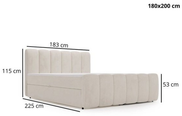 GrainGold Boxspringbett mit Bettkästen CLOUD, Modern Bett mit Kopfteil, 180x200 cm, Braun (1x Bett + 1x Topper) Bild 4