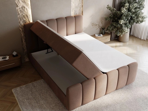 GrainGold Boxspringbett mit Bettkästen CLOUD, Modern Bett mit Kopfteil, 180x200 cm, Braun (1x Bett + 1x Topper) Bild 3
