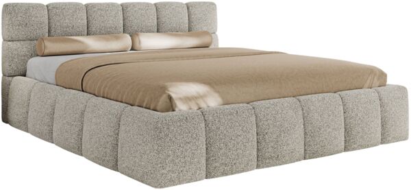 Doppelbett mit Gasdruckfeder, Polsterbett NIRA CLASSIC Holzlattenrost Bett mit Stauraum, gepolstertes Kopfteil Bettkasten - 180 x 200 cm - Hellgrau Strukture Bild 5