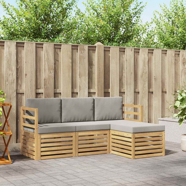 vidaXL Outdoor-Sofagarnitur 4 pcs Weiß und Hellgrau 3391616