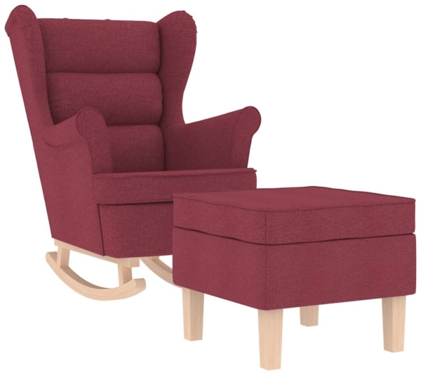 vidaXL Schaukelstuhl mit Fußhocker Weinrot Stoff 3308000