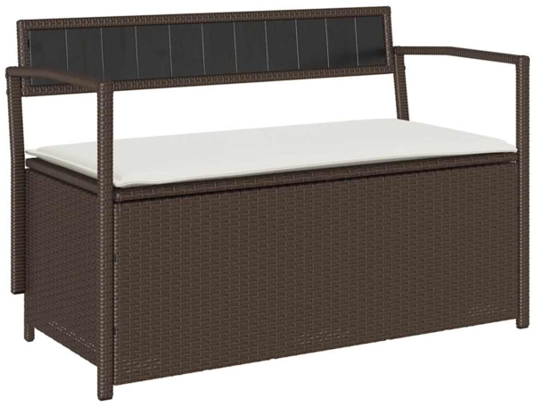 vidaXL Gartenbank mit Stauraum und Kissen Braun Poly Rattan 4103837