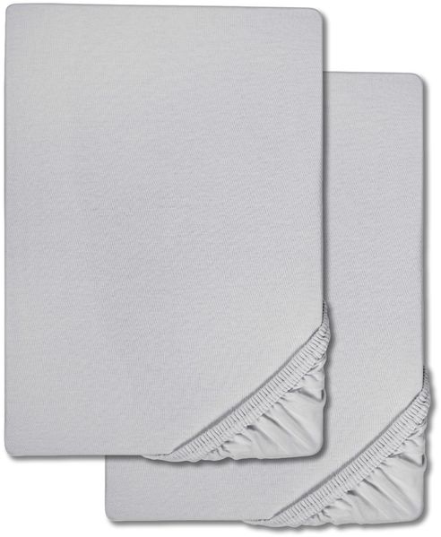Spannbettlaken Microfaser Interlock-Jersey silber grau 90 x 190 - 100 x 200 cm 180 x 200 - 200 x 200 cm Doppelpack
