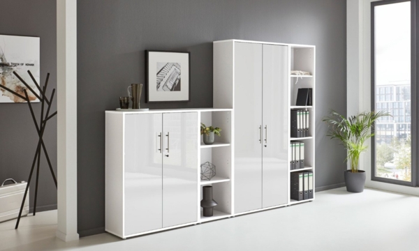 BMG Möbel Aktenschrank Office Edition 4 (Schrankwand Set, 4tlg) abschließbar, matt oder Hochglanz lackiert