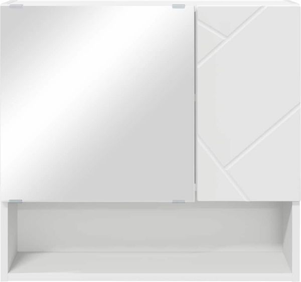 vidaXL Spiegelschrank Wandmontiert Weiß 59 x 17 x 55 cm Holzwerkstoff 883364 Bild 6