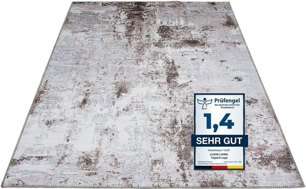 LUXOR living Teppich Lago, rechteckig, Höhe: 6 mm, faltbarer Teppich, modernes Design, waschbar, In- und Outdoor geeignet, Anthrazit-grau, 120x170 cm