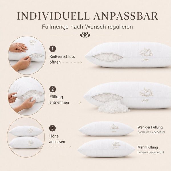 SEI Design Kopfkissen Kopfkissen Kissen Mirkofaser Seitenschläferkissen, Füllung: 650g luxuriöse Mikrofaser, Bezug: Mikrofaser gesteppt, Seitenschläfer, Rückenschläfer, Bauchschläfer, Kissen, Avegane Alternative zu Daunenkissen