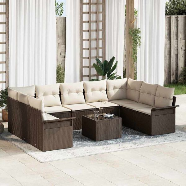 vidaXL Gartensofa-set mit Speicher 10 pcs Grau Poly-Rattan 3354197