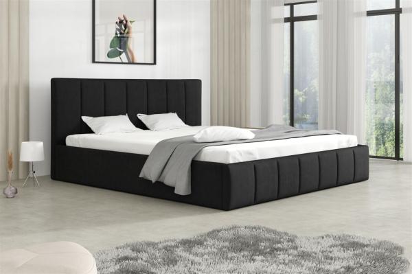 Polsterbett Doppelbett DETROIT Komplettset 140x200cm Stoff Magic Velvet Schwarz