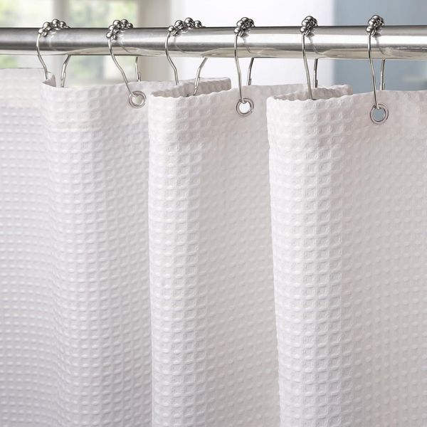 Waffel Duschvorhang Metallringe Stoff Textil Badewanne Anti Schimmel