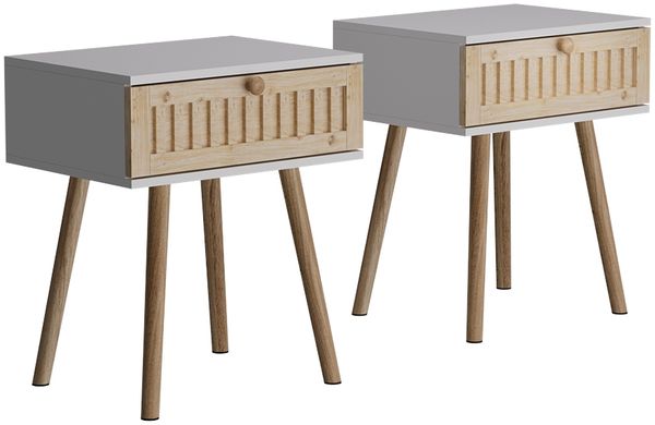 Nachttisch Holk Weiß/Kiefer 2-er Set Vicco
