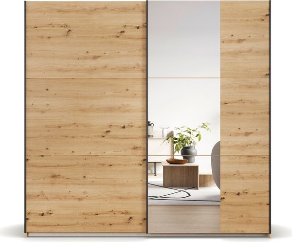 rauch Kleiderschrank; Schwebetürenschrank KRONACH, 2-türig, 1 Spiegeltüre, Eiche Artisan, 218x210x59xcm Bild 2