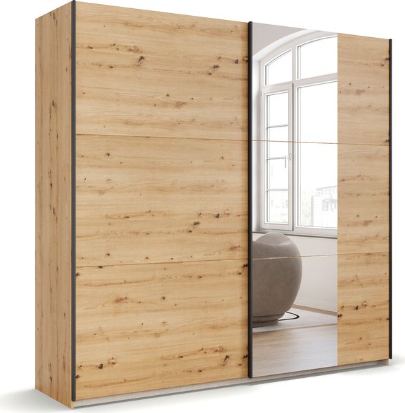 rauch Kleiderschrank; Schwebetürenschrank KRONACH, 2-türig, 1 Spiegeltüre, Eiche Artisan, 218x210x59xcm Bild 3