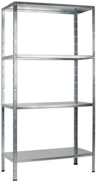 SCHULTE Regalwelt Steckregal mit 4 PowerMAX Fachböden, 65 kg Tragkraft, 180 x 80 x 40 cm (HxBxT), verzinkt (Lagerregal, Werkstattregal, Kellerregal, Garagenregal, Metallregal