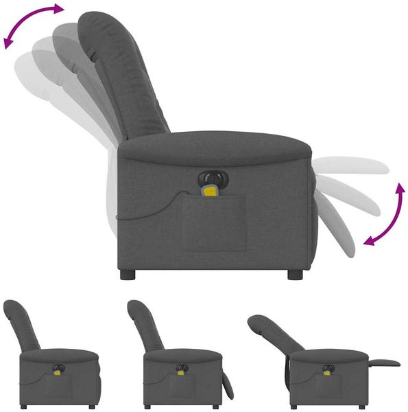 vidaXL Massagesessel Elektrisch Dunkelgrau Stoff 3303245 Bild 8