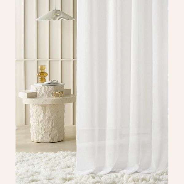 room99 Gardine mit Ösen Novelia 140x270 cm Breite x Höhe Wohnzimmer Transparent Modern Vorhang Schal Wohnzimmer Schlafzimmer Weiß glatt, 1 Stück