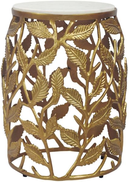 Beistelltisch 40cm Gold mit weißer Marmor Tischplatte - Couchtisch klein rund - Sofatisch Alu modern - Wohnzimmertisch Aluminium - Design Tisch Metallgestell Handmade