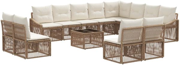 vidaXL Gartensofa-set 13 pcs Beige Poly-Rattan 3436167