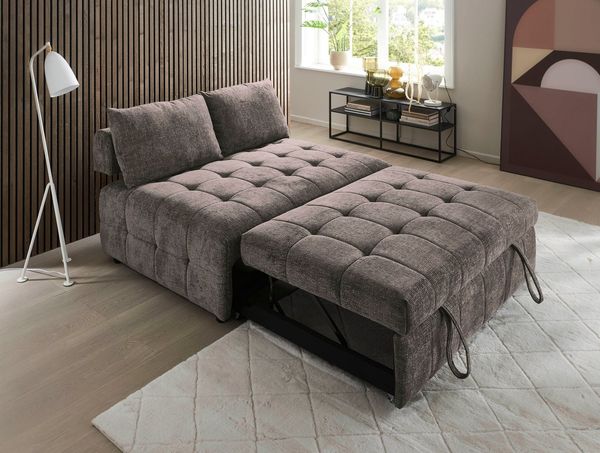 ATLANTIC home collection Schlafsofa Kuno, B:140cm, 2-Sitzer Schlafsofa mit Sitztiefenverstellung (2x)