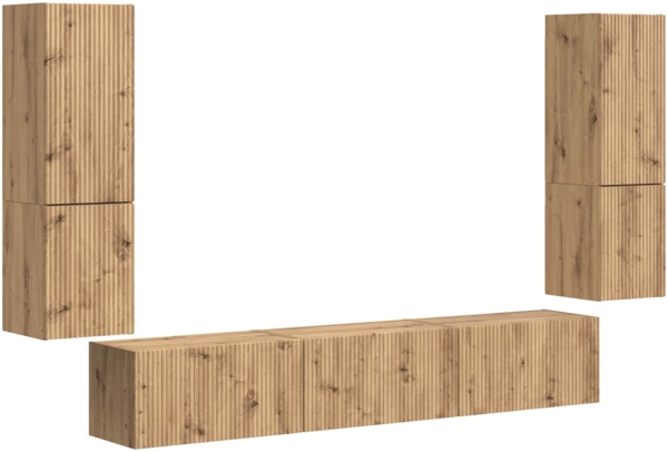 vidaXL TV-Schrankset Wandmontiert 4 pcs Artisan-Eiche Holzwerkstoff 3409050