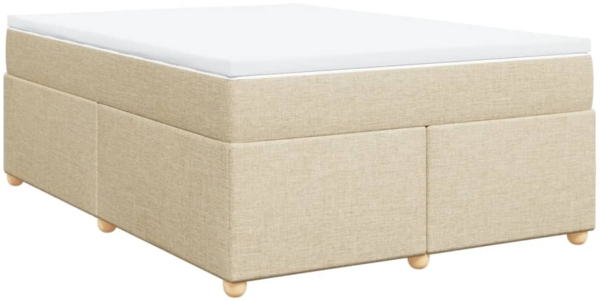 vidaXL Boxspringbett mit Matratze Creme 160x200 cm Stoff 3285392