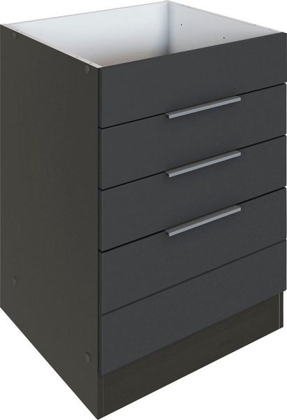 KOCHSTATION Kochfeldumbauschrank KS-Luhe 60 cm breit, hochwertige MDF-Fronten mit waagerechter Lisene