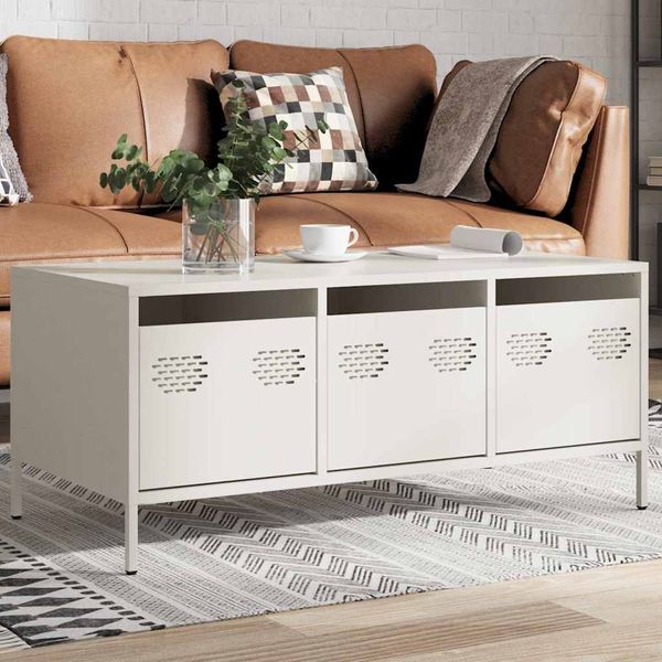 vidaXL Couchtisch Weiß 101,5x50x43,5 cm Kaltgewalzter Stahl 851273